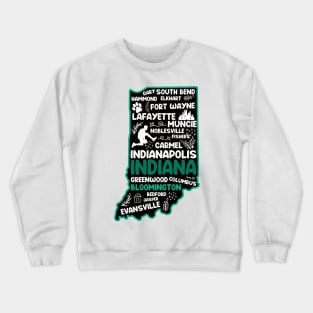 Bloomington Indiana cute map Fort Wayne, Evansville, Carmel, South Bend, Fishers, Hammond, Gary, Lafayette Crewneck Sweatshirt